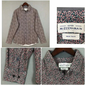 Mizzen + Main Leeward Trim Fit Long Sleeve Button Up Shirt Mens Size Medium M